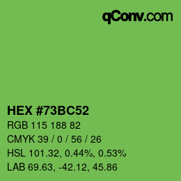 颜色代码: HEX #73BC52 | qconv.com