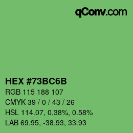 Color code: HEX #73BC6B | qconv.com