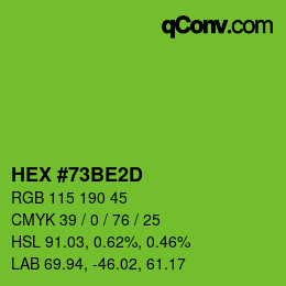 Color code: HEX #73BE2D | qconv.com