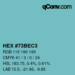 カラーコード: HEX #73BEC3 | qconv.com