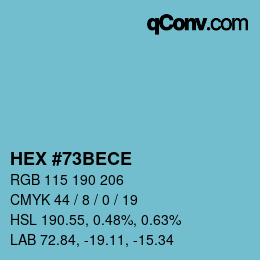 Color code: HEX #73BECE | qconv.com