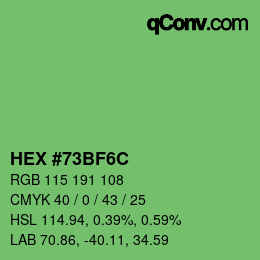 颜色代码: HEX #73BF6C | qconv.com