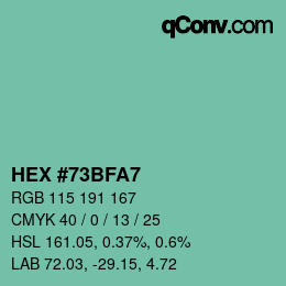 Código de color: HEX #73BFA7 | qconv.com