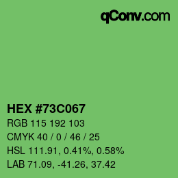 カラーコード: HEX #73C067 | qconv.com