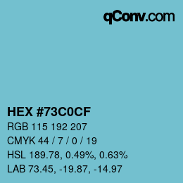 颜色代码: HEX #73C0CF | qconv.com