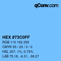 Color code: HEX #73C0FF | qconv.com