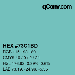Color code: HEX #73C1BD | qconv.com