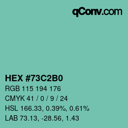 カラーコード: HEX #73C2B0 | qconv.com