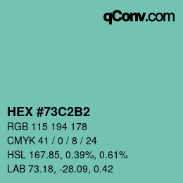 カラーコード: HEX #73C2B2 | qconv.com
