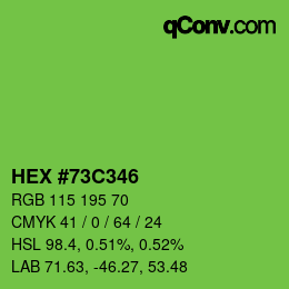 Color code: HEX #73C346 | qconv.com