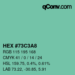 カラーコード: HEX #73C3A8 | qconv.com