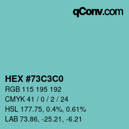 Color code: HEX #73C3C0 | qconv.com