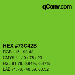 Color code: HEX #73C42B | qconv.com
