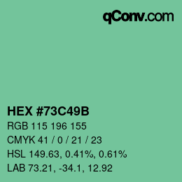 Color code: HEX #73C49B | qconv.com