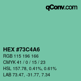Color code: HEX #73C4A6 | qconv.com