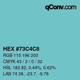 Color code: HEX #73C4C8 | qconv.com