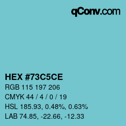 颜色代码: HEX #73C5CE | qconv.com