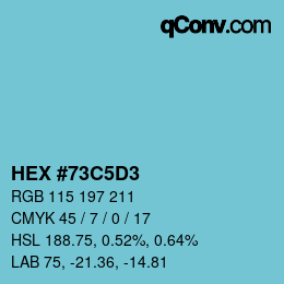 颜色代码: HEX #73C5D3 | qconv.com