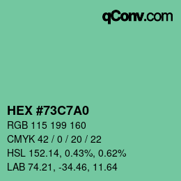 颜色代码: HEX #73C7A0 | qconv.com