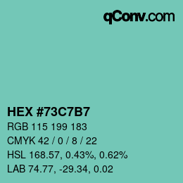 颜色代码: HEX #73C7B7 | qconv.com