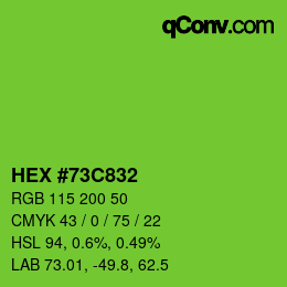 Color code: HEX #73C832 | qconv.com
