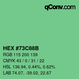 カラーコード: HEX #73C88B | qconv.com