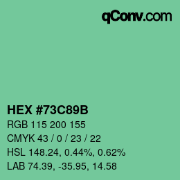 Color code: HEX #73C89B | qconv.com