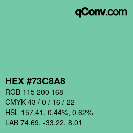カラーコード: HEX #73C8A8 | qconv.com
