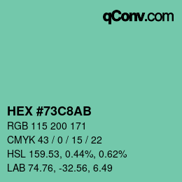 カラーコード: HEX #73C8AB | qconv.com