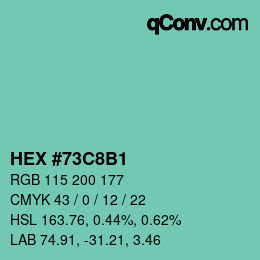 カラーコード: HEX #73C8B1 | qconv.com