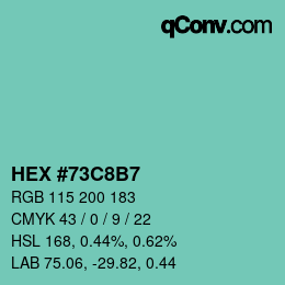 カラーコード: HEX #73C8B7 | qconv.com