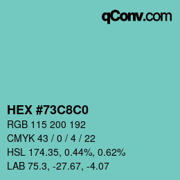 Código de color: HEX #73C8C0 | qconv.com