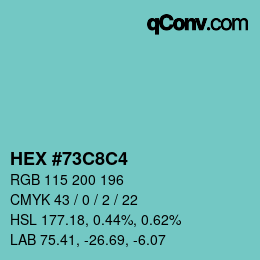 Color code: HEX #73C8C4 | qconv.com