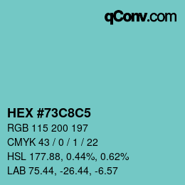 Farbcode: HEX #73C8C5 | qconv.com