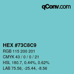 Color code: HEX #73C8C9 | qconv.com