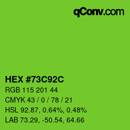 カラーコード: HEX #73C92C | qconv.com