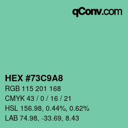 カラーコード: HEX #73C9A8 | qconv.com