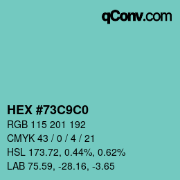 Farbcode: HEX #73C9C0 | qconv.com