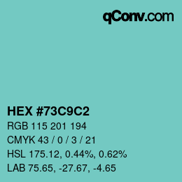 カラーコード: HEX #73C9C2 | qconv.com
