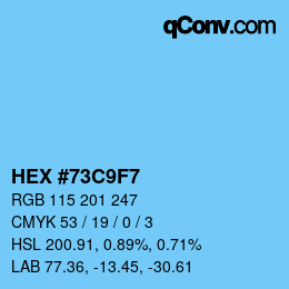 颜色代码: HEX #73C9F7 | qconv.com