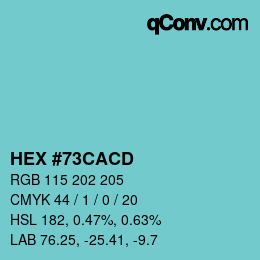 Color code: HEX #73CACD | qconv.com