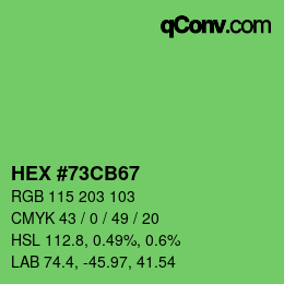 Color code: HEX #73CB67 | qconv.com