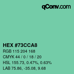 カラーコード: HEX #73CCA8 | qconv.com