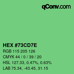Color code: HEX #73CD7E | qconv.com