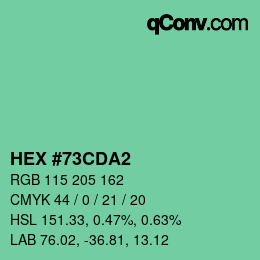 カラーコード: HEX #73CDA2 | qconv.com
