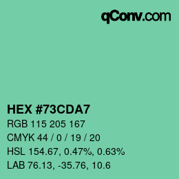 Color code: HEX #73CDA7 | qconv.com