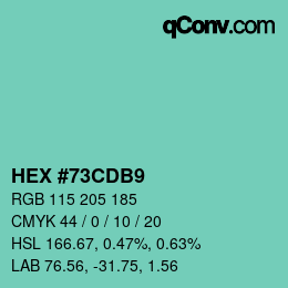 Color code: HEX #73CDB9 | qconv.com