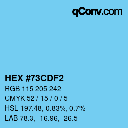 カラーコード: HEX #73CDF2 | qconv.com