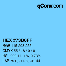 Color code: HEX #73D0FF | qconv.com