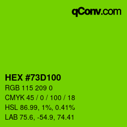 Code couleur: HEX #73D100 | qconv.com